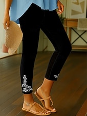abordables Imprimé Floral-Femmes Leggings Vacances ancien Style Ethnique Longueur cheville Taille haute Fleuri Graphique Impression 3D Séchage Rapide Respirabilité Doux Élastique Extérieur Maison Décontracté Noir Blanche Bleu