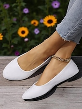 billiga Platta damskor-dambalettskor med rund tå – lätta slip-on-skor för trädgårdsfester, picknick och vardagsbruk