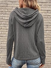 economico Top Semplici-Per donna Felpa con cappuccio Semplice Casual Manica Lunga Con Cappuccio Top Regolari Streetwear Abbigliamento Quotidiano Nero Vino Marrone Grigio Autunno Inverno
