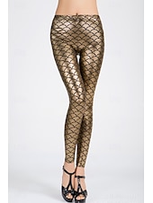 baratos -Mulheres Leggings Roupa de rua Casual Longas Cintura Alta Tecido Corte alto Respirabilidade Macio Com Stretch Rua Para Noite Prata Preto Vermelho Azul Royal Outono Normal