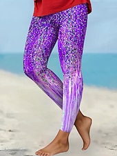 billige Kunst og design trykk-Dame Leggings Ferie Årgang Mote Ankel-lengde Høy Midje Grafisk Abstrakt Printer Myk Pustende Mikroelastisk Formell utendørs Feriereise Rødstrupe-egg Blå Rød Grønn Ametyst Sommer Vår Høst Vinter Slank