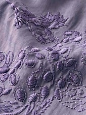 tanie Koszule-Damskie Koszula Bluzka Koszule bawełniane lniane Jednokolorowe Elegancki Codzienny Rękaw 3/4 Półgolf Zwykłe topy Codzienny Haft Guziki Żółty Czerwony Fioletowy Zielony Lato Wiosna