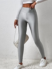 billiga Enkla Leggings-Dam Shorts Damasker Streetwear Ledigt Fullängd Hög midja Slät Elastisk midja Mateial som andas Elastisk Semester Gata Dagliga kläder Rödbrun Kamel Vin Svart Vår Höst Normal