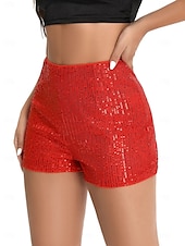 abordables Bermuda-Femmes Shorts Mode Occasionnel Longueur mollet Naturel Scintillant Paillettes Confortable Décontracté Quotidien Argent Noir Champagne Jaune Été Printemps Slim