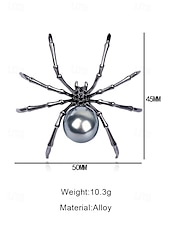 preiswerte Halloween-Zubehör-Halloween-Spinnenbrosche für Damen – schwarze Spinnennadel aus Legierung mit Kunstperle, Vintage-Schmuck im Gothic-Stil für Damen, ideal für Partys, Cosplay und Kostümzubehör