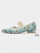 cheap 1920s-Women&#039;s Light Blue Jacquard Mary Jane Flats - Rococo Inspired Comfortable Walking Shoes with Floral Embroidery and Elastic Strap, Medieval Fairy Tale Style for Vintage Lovers, Costume Parties, and Dai