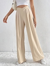 economico gamba larga e vita alta-Per donna Gamba larga Pantaloni Streetwear Casual Lungo Vita Alta Semplice Traspirabilità Morbido Micro-elastico Vacanza Streetwear Abbigliamento quotidiano Nero Rosa Blu chiaro Albicocca Autunno