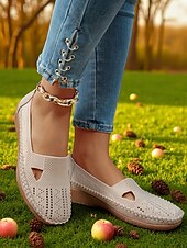 preiswerte Damenhausschuhe und -halbschuhe-Atmungsaktive Flyknit Cut-Out-Loafer für Damen – leichte, lässige Schlupfschuhe für Gartenarbeit und Outdoor-Aktivitäten
