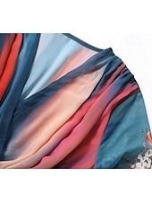 tanie Sukienki boho-damska długa sukienka maxi sukienka casualowa sukienka rozkloszowana sukienka w kwiaty sukienka letnia sukienka boho vintage wakacje codzienne wakacje regularny krój kwiatowy długi rękaw dekolt w serek niebieski lato