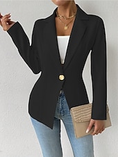 billige Blazere og dresser-Dame Blazer Bekvem Pustende Knapper Mote Moderne عادي Arbeid Daglig Normal Aftæpning Normal Langermet Yttertøy Svart Hvit Rød Vår Høst