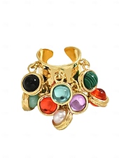 billiga Damringar-Damring i guld med färgglada berlocker - bohemiska cocktailsmycken för fester och festivaler
