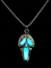 abordables Accessoires d&#039;Halloween-Collier pendentif fantôme phosphorescent pour homme – Bijoux d&#039;horreur d&#039;Halloween pour soirées costumées et événements nocturnes