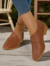 abordables Chaussures sans lacet et mocassins femme-Femmes Slip-Ons Quotidien Petit talon Bout Rond Occasionnel Minimalisme Faux Cuir Mocassin Noir Bleu Marron