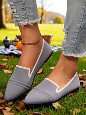 abordables Ballerines femme-Ballerines Flyknit beiges pour femmes à bout pointu – des ballerines légères et décontractées à enfiler pour les pique-niques d&#039;automne, les champs de citrouilles et les cafés du week-end
