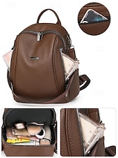 cheap Fashion Backpacks-Women&#039;s Brown Faux Leather Mini Backpack – Water-Repellent Scratch-Resistant Fashion Daypack for Travel, Work and Daily Use