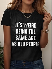 billige Humor og sitater t-skjorte-Oktoberfest Dame T skjorte Grafisk Bokstaver Årgang Stilfull Klassisk Kortermet Crew-hals Vanlige topper Daglig Helg Trykt mønster Svart Hvit Rosa Blå Lilla Sommer Vår IT&#039;S WEIRD BEING THE SAME AGE