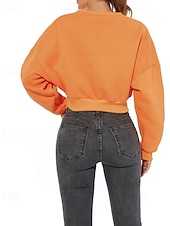 economico Felpe foderate in pile-Per donna Felpa Pullover Felpe Semplice Casual Manica Lunga Girocollo Top Regolari Casa Streetwear Ferie Arancione Autunno Inverno