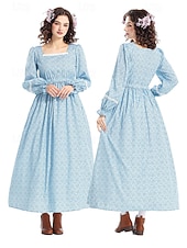  250e anniversaire des États-Unis 19ème siècle années 1800 Costume de cosplay Robe Prairie Ensemble bonnet et tablier Fille pionnière Epoque Coloniale Pionnier Guerre d'indépendance américaine Fleuri
