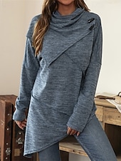 preiswerte Damen Einfache Oberteile-Damen Pullover Mode Täglich Lässig Einfarbig Gerippt Kapuze Gestrickt Langarm Normale Oberteile Stricken Täglich Ferien Ausgehen Schwarz Wein Herbst Winter