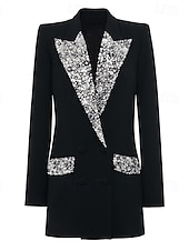 levne černý-Couture styl krystaly zdobené dvouřadé sako mini smokingové šaty pouzdrové / sloupcové večerní šaty elegantní šaty formální večerní párty špičková klopa a kapsy 2025