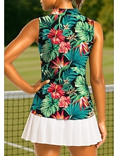 ieftine Cămașă pentru femei-Pentru femei Plante Tropical Floral Botanic Tops Tricou sport Tricou POLO Cămașă de tenis Fără manșon Fermoar UPF50+ Rezistent la UV Înaltă Elasticitate Confortabil la umezeală Respirabil Tenis