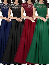 ieftine Rochii din chiffon-Pentru femei Rochie Lunga Rochie Maxi Rochie de dantela Rochie de Cocktail Rochie pentru invitata de nunta Șifon Elegant Modă Modern În aer liber Petrecere cu cocktail Fit regulat Simplu Manșon scurt