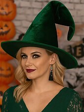 billiga Halloween-tillbehör-Damhäxhatt i sammet för halloween – spetsig gotisk kostymaccessoar för cosplay, fester och festivaler för kvinnor