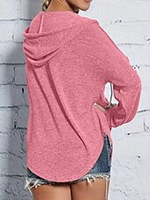 abordables Hauts Simples-Femmes Sweat à capuche Uni Occasionnel manche longue À capuche Hauts Réguliers Rue Tenue Quotidienne Noir Rose Claire Bleu Gris Automne Hiver