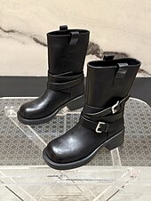 levne Dámská obuv-Dámské Boty Pracovní boty Denní Blokovat patu Oblá špička Na běžné nošení Umělá kůže Povaleč Černá Hnědá