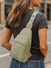levne Tašky přes rameno-Dámská nepromokavá crossbody kabelka z umělé kůže - ležérní lehká crossbody kabelka s multifunkčními kapsami a širokým ramenním popruhem s etnickým vzorem, ideální na cestování, nakupování i každodenní nošení