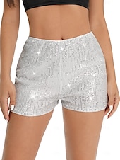 abordables Bermuda-Femmes Shorts Mode Occasionnel Longueur mollet Naturel Scintillant Paillettes Confortable Décontracté Quotidien Argent Noir Champagne Jaune Été Printemps Slim