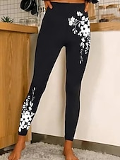 economico -Per donna Pantaloni Eleganti Leggings Collant Atletico Lunghezza intera Naturale Grafico Stampato Comodo Sollevamento glutei Controllo addominale Yoga Casual Quotidiano Oro nero Nero 1 # Nero 2