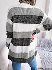 ieftine Cardigane și îmbrăcăminte exterioară-Pentru femei Pulover Bluza Elegant Modă Șic Stradă Dungi Culoare pură Deschis frontal Tricotat Manșon Lung Topuri obișnuite Tricotat În aer liber Zilnic Sfârșit de săptămână Negru Roșu Vin Toamn