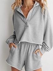 economico Top Semplici-Per donna Felpa con cappuccio Felpe con cappuccio Semplice Streetwear Casual Manica Lunga Con Cappuccio Top Regolari Streetwear Ferie Nero Fucsia Grigio chiaro Autunno Inverno