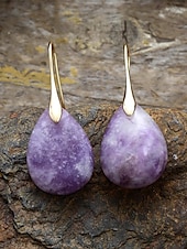 cheap Women&#039;s Earring-Women&#039;s Teardrop Shape Natural Stone Earrings with Gold Hook - Elegant Handmade Women&#039;s Jewelry for Casual Wear, Gifts and Bohemian Style Clothing