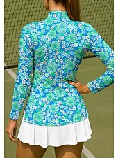 billiga Kvinnors skjorta-Dam Blommig Sporttröja Vandringspolotröja Tennisskjorta Långärmad Dragkedja Blommig UPF50+ UV-resistent Hög Elasisitet Fuktabsorberande Andningsfunktion Tennis Golf Pickleball Hög krage Dragkedja