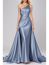 abordables Rose-Robe de soirée sirène rose noire élégante, robe formelle pour invité de mariage, longueur au sol, sans manches, asymétrique, robe rose en satin extensible avec plis, 2025