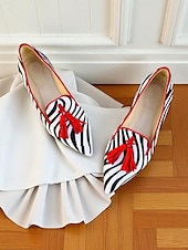 cheap Women&#039;s Slip-Ons &amp; Loafers-Women&#039;s Leopard Print Tassel Flats - Retro Style Pointed Toe Shoes with Orange Trim and Block Heel for Daily Wear &amp; Casual Outings