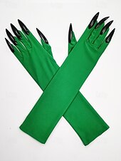 preiswerte Halloween-Zubehör-Lange Halloween-Krallenhandschuhe für Damen – Kunstnageldesign, dehnbares Polyester, gruseliges Cosplay-Kostümzubehör für Partys und Veranstaltungen