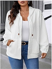 abordables veste à capuche-Femmes Veste Décontractée Confortable Respirant Avec Poches Mode Occasionnel Uni Occasionnel Tenue quotidienne Régulier À capuche Coupe régulière manche longue Vêtements d&#039;extérieur Bleu Ciel Noir