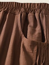 preiswerte Schlichte Hose aus Baumwollleinen-Damen Chinos Haremshose Vintage Ethno-Stil Basic Knöchellang Hohe Taille Einfach Tasche Kordelzug Komfort Außenbereich Dehnbar Urlaub Straße Täglich Schwarz Beige Kaffee Sommer Frühling Normale