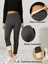 abordables Leggings forrados de forro polar-Mujer Talla EU / US Medias Elegante Ropa Deportiva Longitud total Tiro Alto Color sólido De Punto Básico Confortable Suave Cómodo Microelástico Deporte Casual Diario Gris oscuro Invierno Delgado
