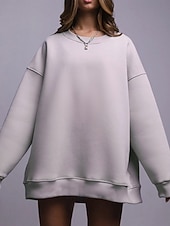 levne Jednoduché mikiny-Dámské Svetrová mikina Mikiny Bez vzoru Šik ven Na běžné nošení Dlouhý rukáv Tričkový Běžné topy ulice Dovolená Jdeme ven Bílá Světlá růžová Světle šedá Podzim Zima