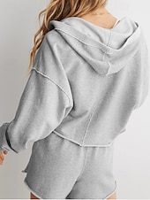 baratos Moletons e Sweatshirts Texturizados-Mulheres Casaco com capuz Manter Quente Confortável Patchwork Moda Tecido Para Noite Final de semana Pullover Padrão Com Capuz Normal Manga Longa agasalhos Preto Cinzento Claro Vermelho Rosa Outono
