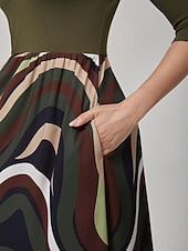 abordables Robes décontractées-Femmes Féminin Robe Décontractée Vert Été Inter-saisons Col en V Vacances XS S M