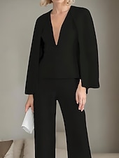 levne Blazery a vesty-Dámský blazer sportovní sako strukturované sako elegantní svůdný krk pružný polyester pouze vršek
