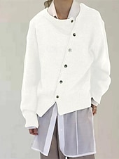 tanie Kardigany i odzież wierzchnia-Damskie Sweter Sweter rozpinany Moda Moda miejska Codzienny Jednokolorowe Prążkowany Otwarty przód Dzianiny Asymetryczne obszycie Długi rękaw Zwykłe topy Robić na drutach Święto Wyjściowe Weekend