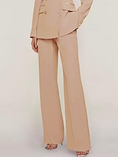 cheap Mom&#039;s Pant Suits-Pants Mother of the Bride Elegant Floor Length Ankle Length Solid Color
