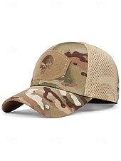 preiswerte Herrenhüte-Taktische Baseballkappe mit Totenkopf-Stickerei für Herren – verstellbare Netzrückseite, Camouflage-Stil, lässige Outdoor-Sportmütze für Halloween-Partys und den Alltag
