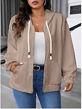 abordables veste à capuche-Femmes Veste Décontractée Confortable Respirant Avec Poches Mode Occasionnel Uni Occasionnel Tenue quotidienne Régulier À capuche Coupe régulière manche longue Vêtements d&#039;extérieur Bleu Ciel Noir